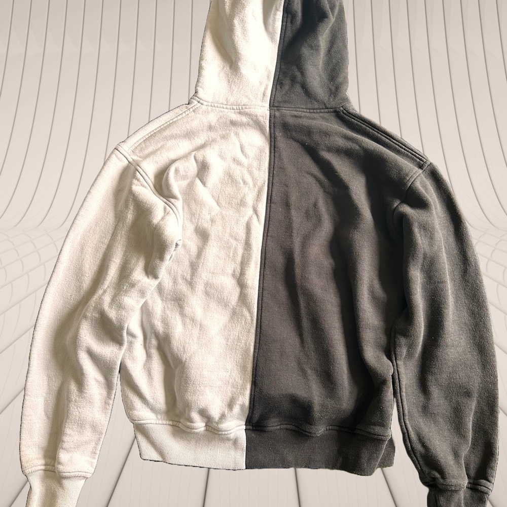 Vintage Black and White Two-Tone Hoodie Sweatshirt